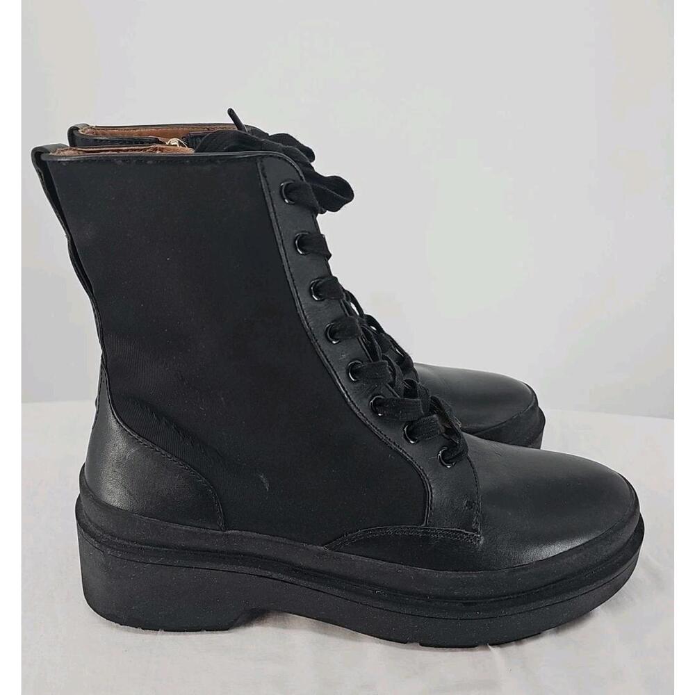 Kate Spade Winona Leather Boots Size 10.5 B Combat Boots Black Lace Up Zip